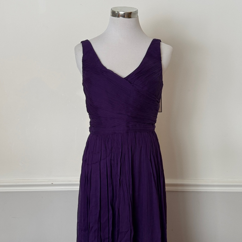 J. Crew Silk Chiffon Heidi Gown Eggplant 2, 6 $365 Purple - Picture 8 of 9
